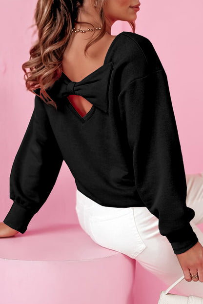 PREORDER: Black Bowknot Round Neck Sweatshirt (Ships 21-28 Business Days)